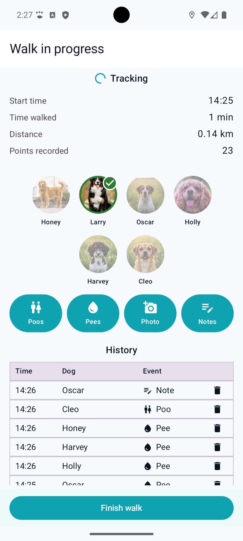 Proof on screen - Track the walk, capture moments, and keep everything organised as you go.
